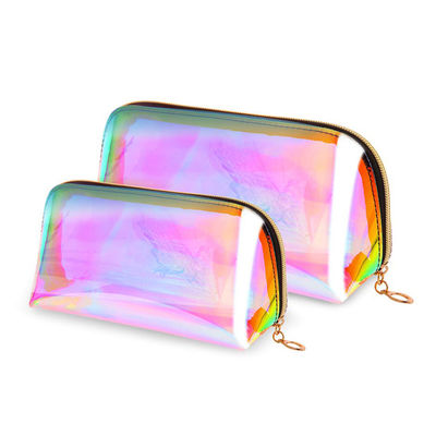 کیف های قابل حمل آرایشی هولوگرافیک 2 عددی با زیپ طلا